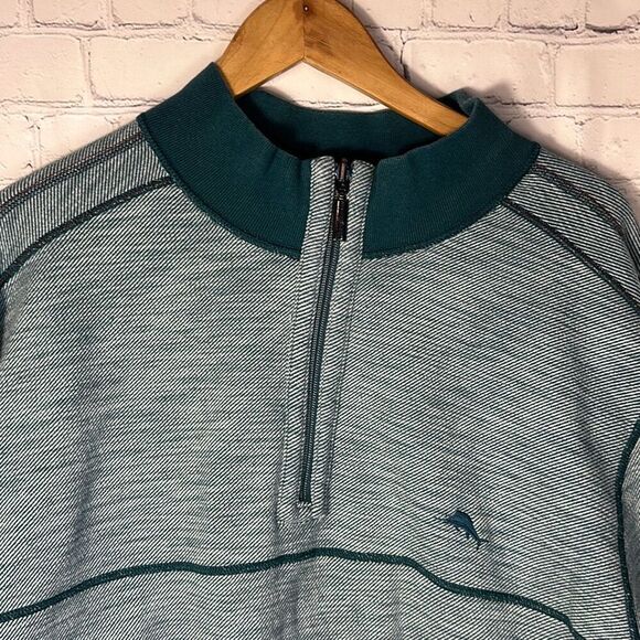 Tommy Bahama Men's Flipsider Reversible Half-Zip Sweater Green Size L Large - Picture 2 of 7